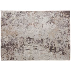 Tapis 5x7 po lavable, motif abstrait moderne, brun mélangé