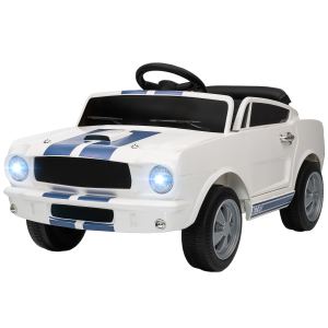 Auto enfant télécommandée, vitesse variable, MP3, DEL, blanc