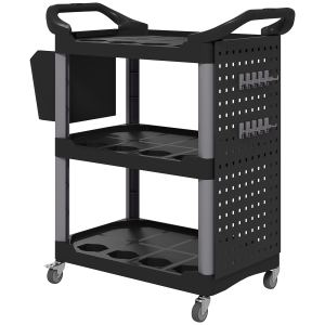 Chariot outils 3 étages 200 lb plastique gris clair noir