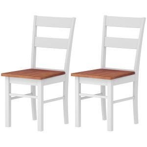 Ensemble 2 chaises table ferme bois caoutchouc, dossier ouvert