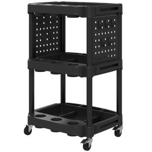 Chariot utilitaire roulant 3 étages, capacité 200 lb, noir