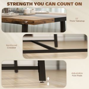 Table cuisine industrielle 8 personnes 70,9 po marron
