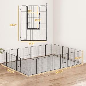 Parc chien intérieur extérieur 24 panneaux porte verrouillable