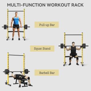 Rack squat barre tractions jaune ajustable