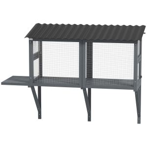 Catio chat bois extérieur perchoir fenêtre gris