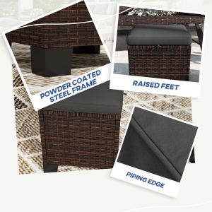 Ottomans rotin extérieur 2 pièces coussins gris