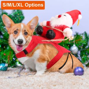 Costume Noël chien chat manteau rouge Père Noël S-XL