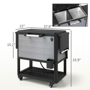 Refroidisseur 104 pte, chariot extérieur roulant, gris