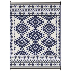 Tapis extérieur réversible 9x12 bleu blanc
