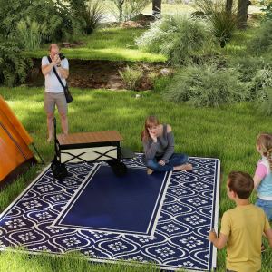 Tapis extérieur réversible 9x12 bleu blanc