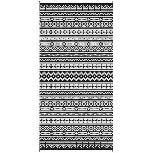 Tapis extérieur réversible 9x18 imperméable motif géométrique