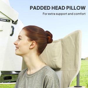 Chaises camping pliantes + dossier, 2 pcs, crème
