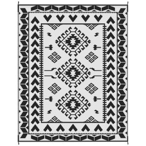 Tapis extérieur réversible 8x10 noir blanc patchwork