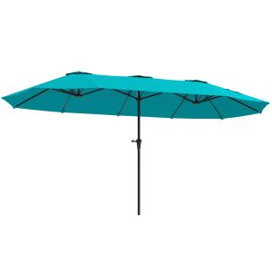 Parasol patio 13 pi extra large manivelle bleu marine aérations