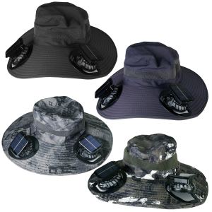 Chapeau soleil large bord ventilateurs solaires UPF50