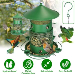 Mangeoire oiseau anti-écureuil métal 360° perchoir