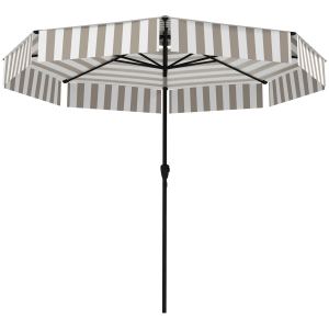 Parasol patio 8,6pi, marché, 2 étages, manivelle, gris clair