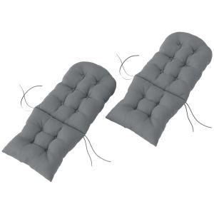 2 coussins chaise hauts dossier, patio non-glissant, gris