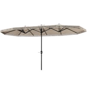 Parasol rectangle patio 15pi avec frange - Crème