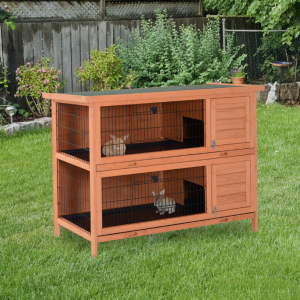 Cage lapin 54 po 2 étages extérieur orange diviseurs amovibles