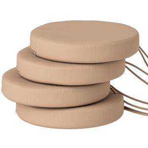 4 coussins bistro ronds lavables 15x15x3 kaki