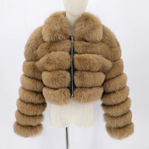 Manteau femme fourrure renard revers court long