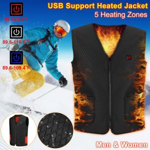 1pc Gilet Chauffant USB 5 Zones Chaleur Homme Femme Activités