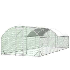 Poulailler métal 26'x9'x6' marche volaille clôture gris