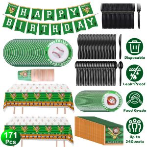 Trousse 171 pcs party baseball assiettes tasses serviettes