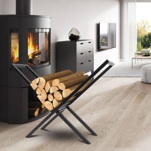 Support bois 220LBS acier forme X rangement foyer