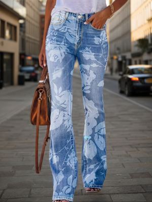 Jean imprimé automne-hiver femme, denim chaud