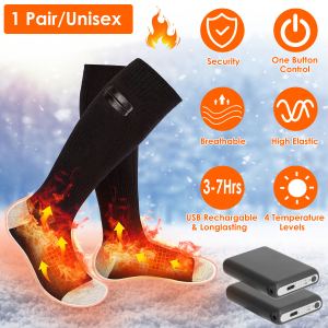 1 paire chaussettes chauffantes électriques homme/femme 4 niveaux