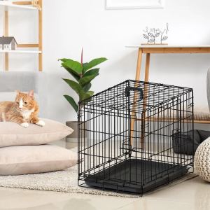 Cage chien 30 po noire double porte double verrou