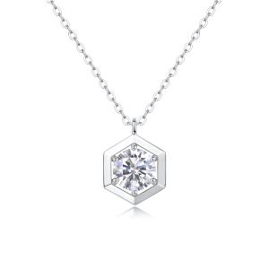 1Géométrique - Pendentif Moissanite 1ct S925 Argent
