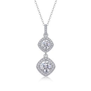 1Snowy Wonderland - Pendentif 1 carat moissanite S925 argent/platine neige
