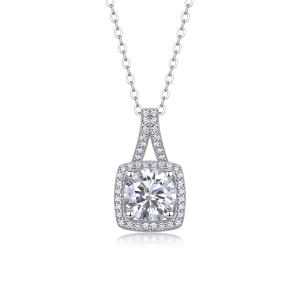 1Carré Diamant - Pendentif Moissanite 2ct S925 Argent