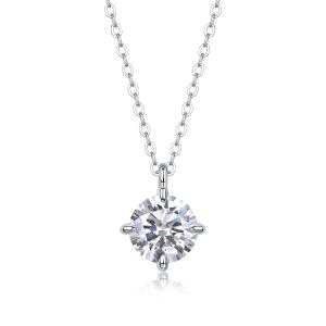 1Round And Smooth - Pendentif 2 carats moissanite S925 argent/platine