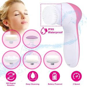 Brosse Nettoyante Faciale Électrique Spin, 5 Têtes, Waterproof
