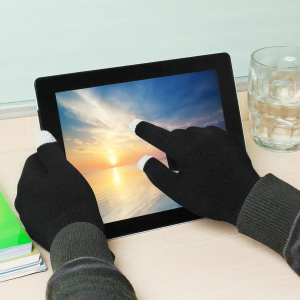 Gants tactiles tricot doigts longs chaud unisexe