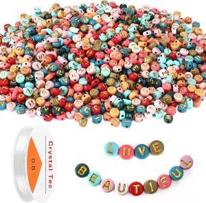 Perles alphabet acrylique 1900pcs avec fil