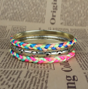 Ensemble 4 bracelets tressés or bruni