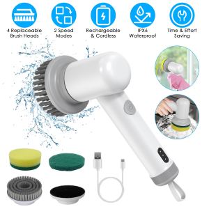 1set brosse nettoyage électrique rechargeable 2 vitesses 3 brosses