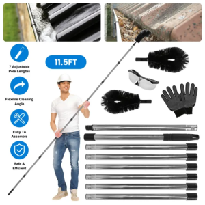 Brosse nettoyage gouttière 11,5pi téléscopique