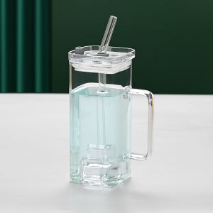 Verre transparent paille 6 couleurs borosilicate