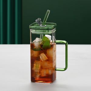 Verre paille vert 6 couleurs borosilicate