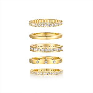1Golden Stars - Bague moissanite S925 argent/plaqué or pour homme et femme