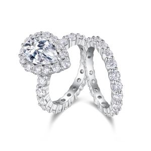 1Devoted Dew - Bague moissanite S925 argent/platine rosée dévouée