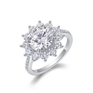 1Tournesol - Bague Moissanite 3ct S925 Argent Platine