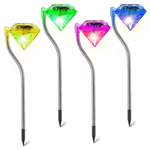 4 lampes solaires jardin diamant DEL IP65 étanche