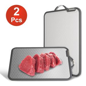 2 Planches à découper acier inox - PP légère, design mailles aiguiseur